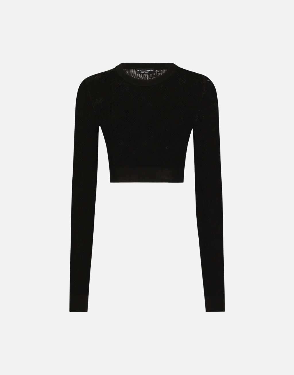 DG 徽标提花粘胶网纹针织短上衣1