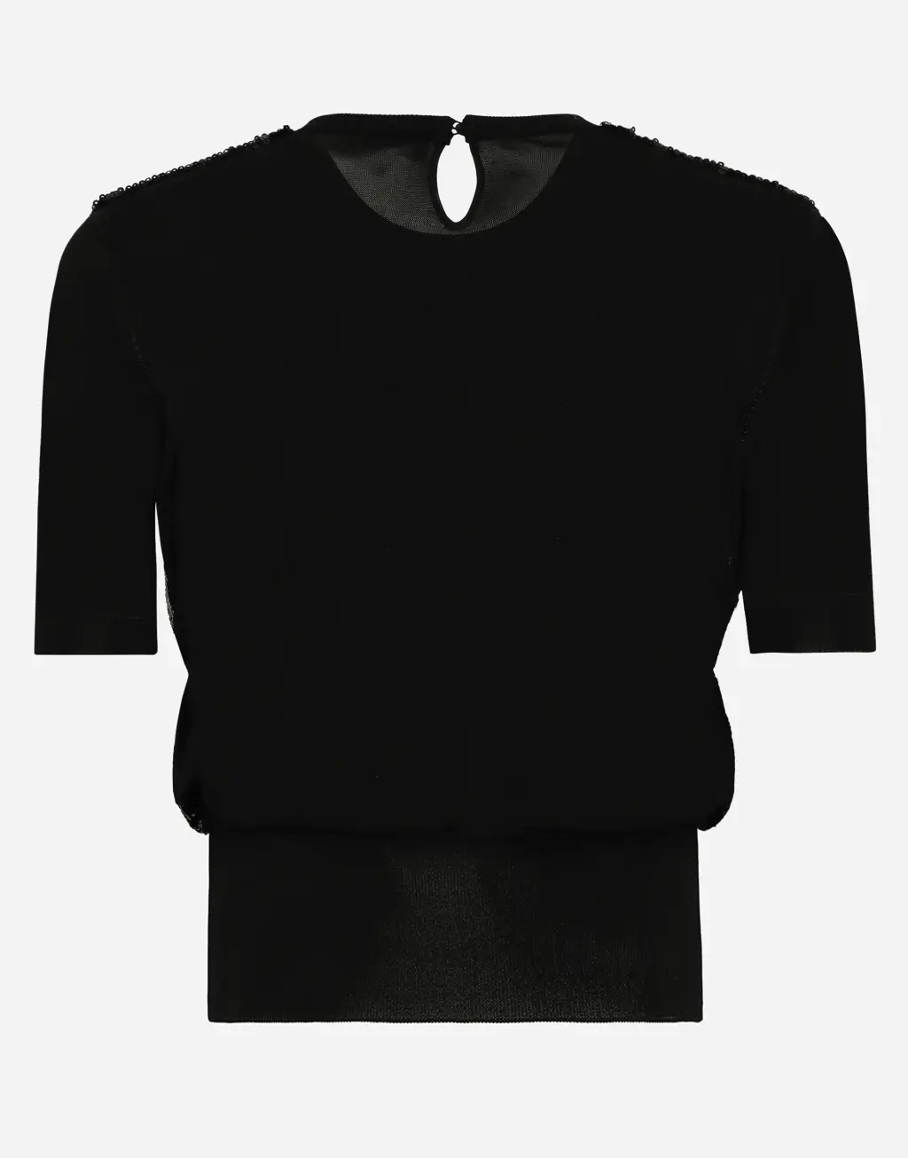 亮片刺绣短袖针织衫