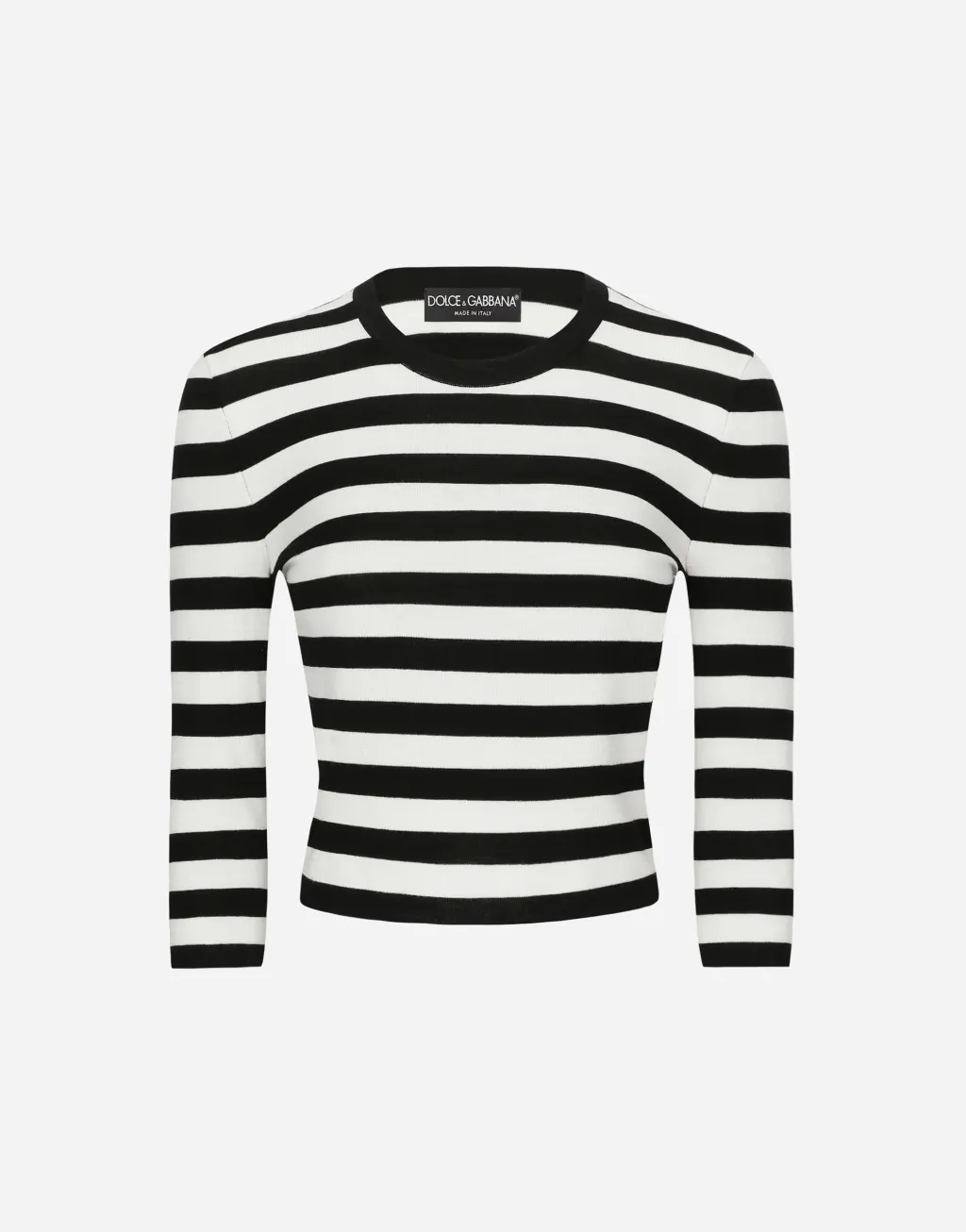 条纹嵌花羊毛针织衫