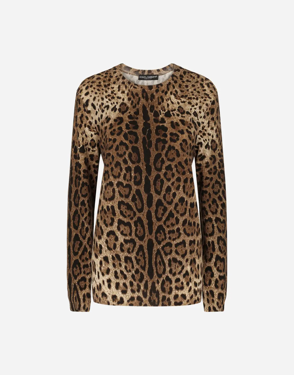 豹纹印花羊绒针织衫