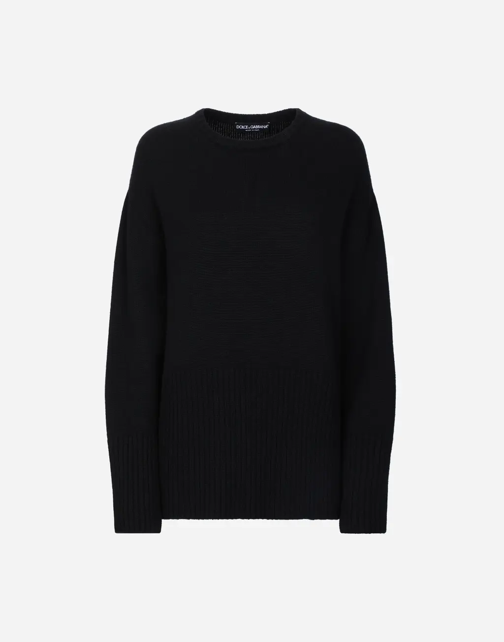 DG 徽标刺绣羊绒圆领针织衫