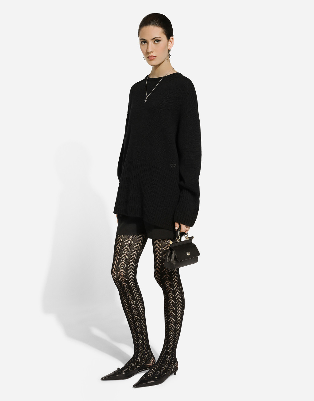 DG 徽标刺绣羊绒圆领针织衫5