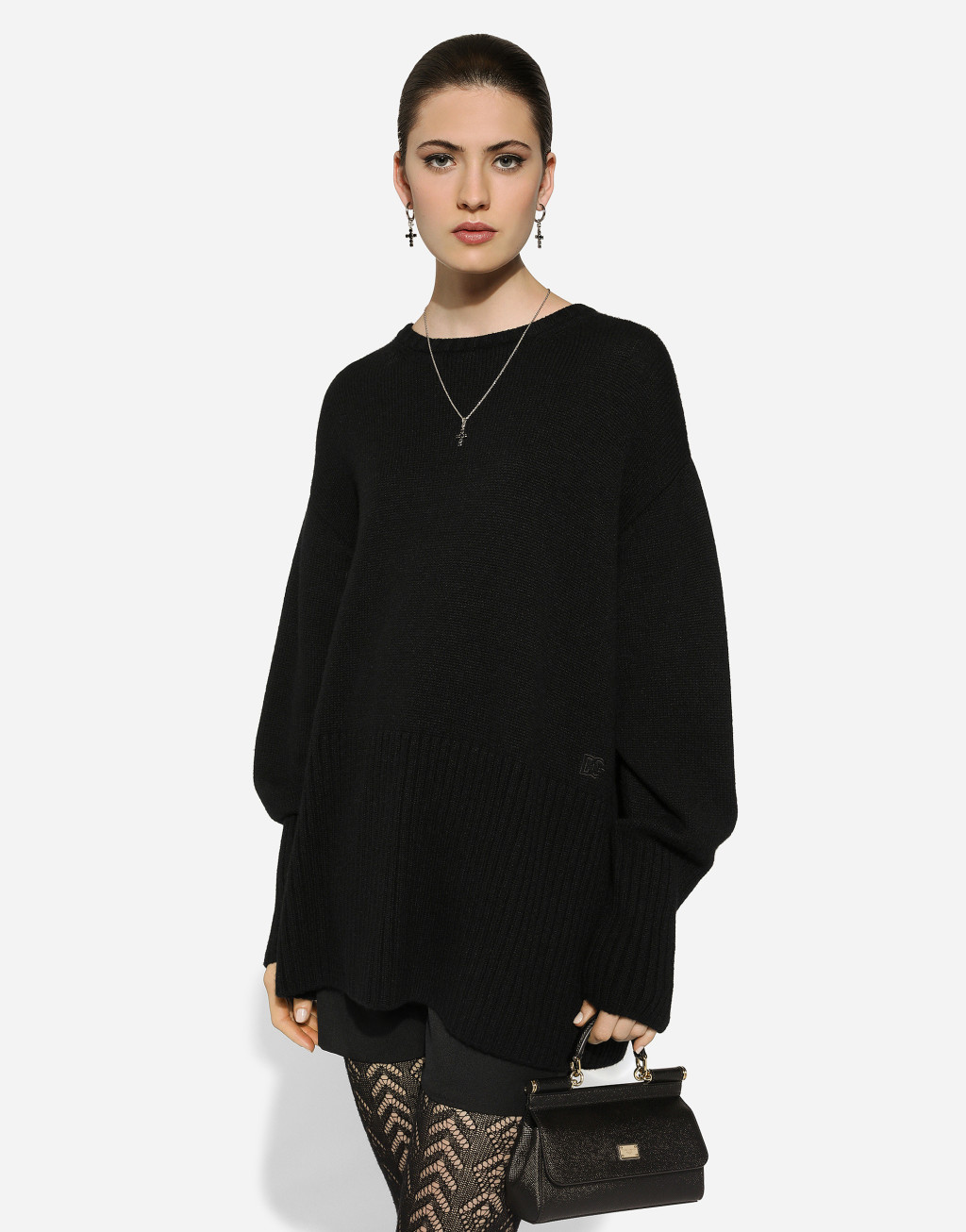 DG 徽标刺绣羊绒圆领针织衫4