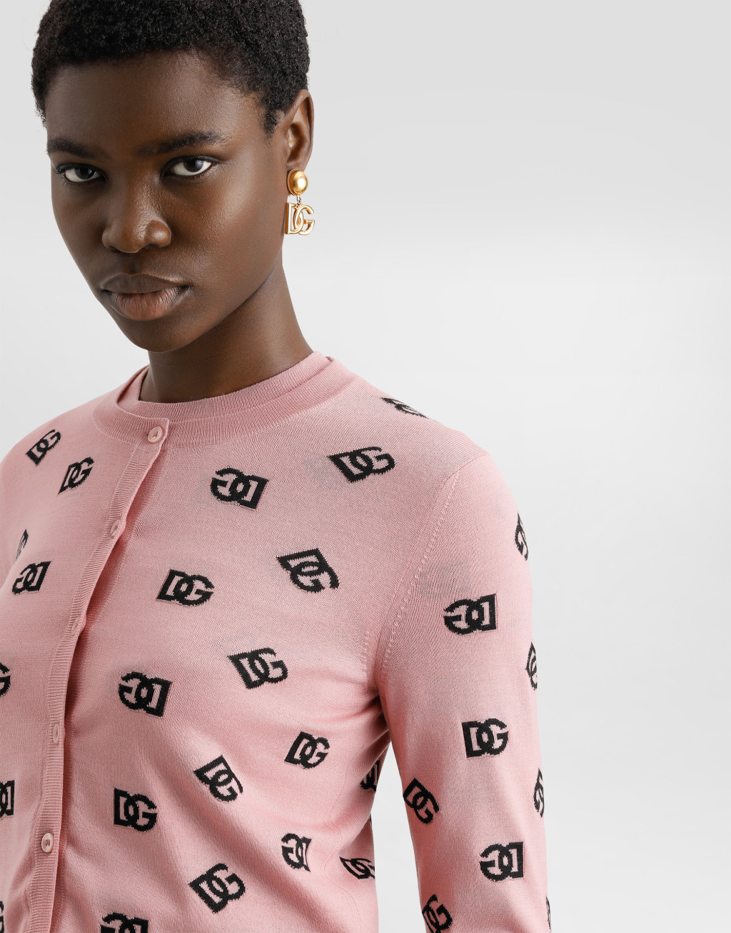 同色 DG 徽标提花真丝与羊毛开衫5