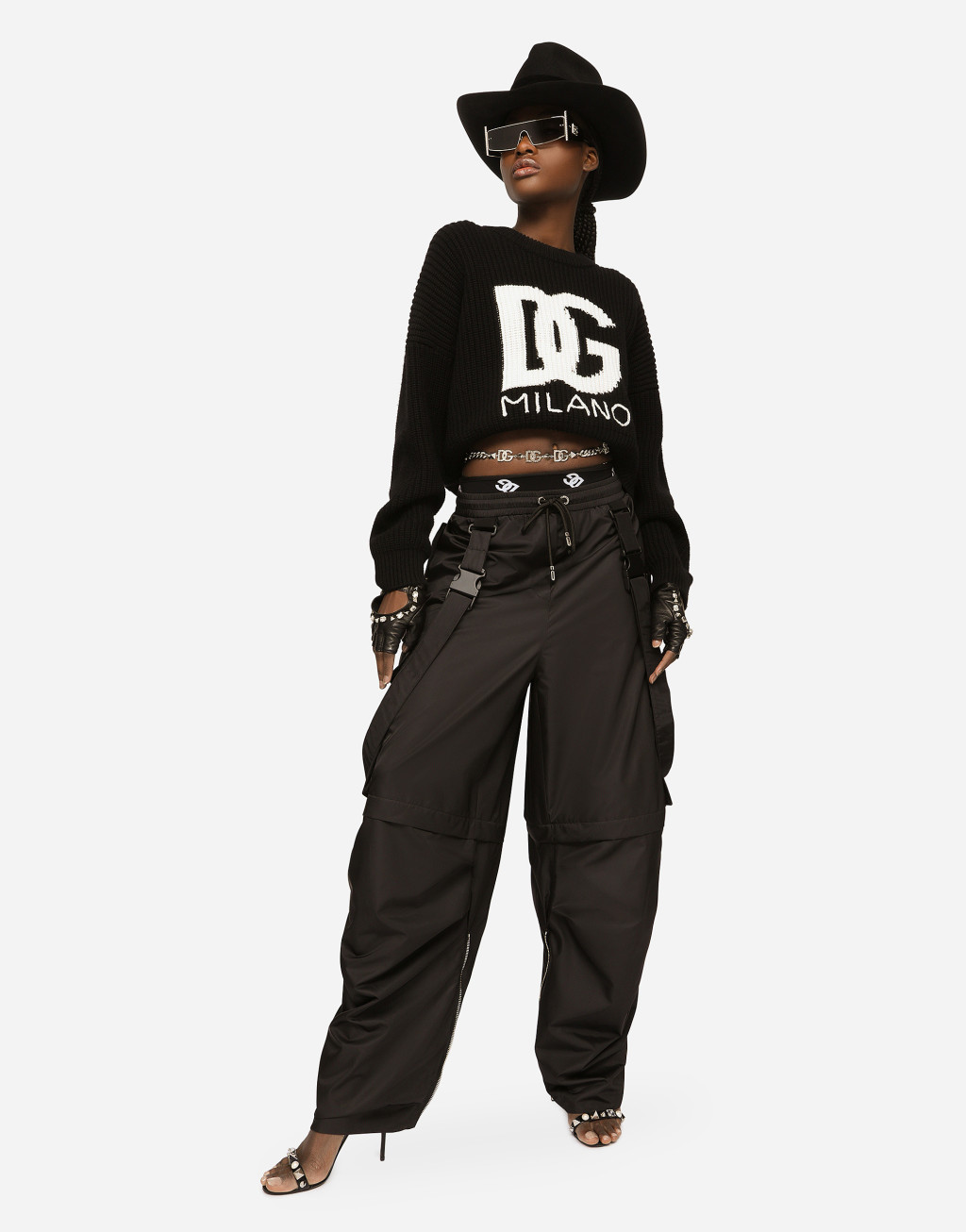 DG 徽标英式罗纹短款针织衫5