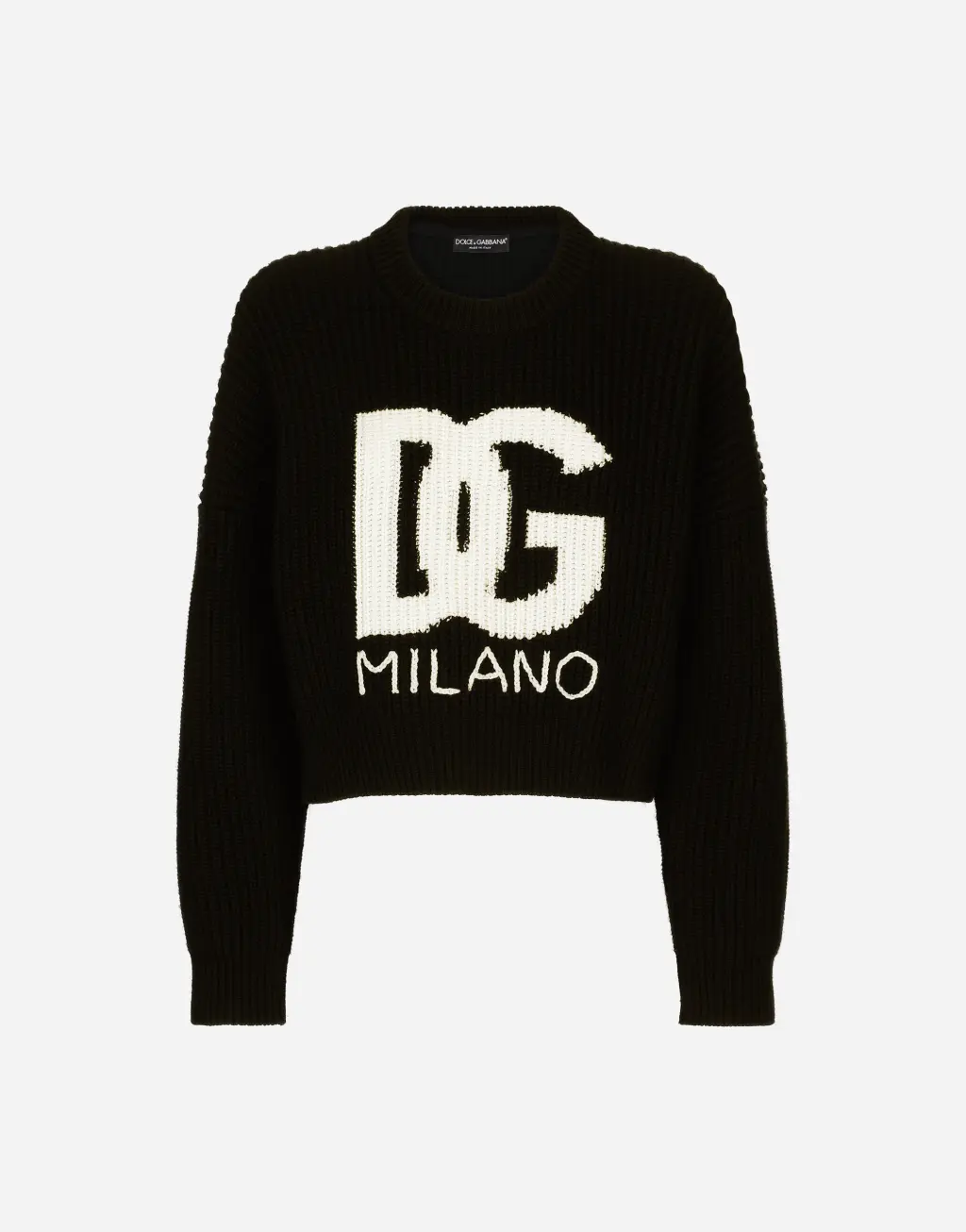 DG 徽标英式罗纹短款针织衫