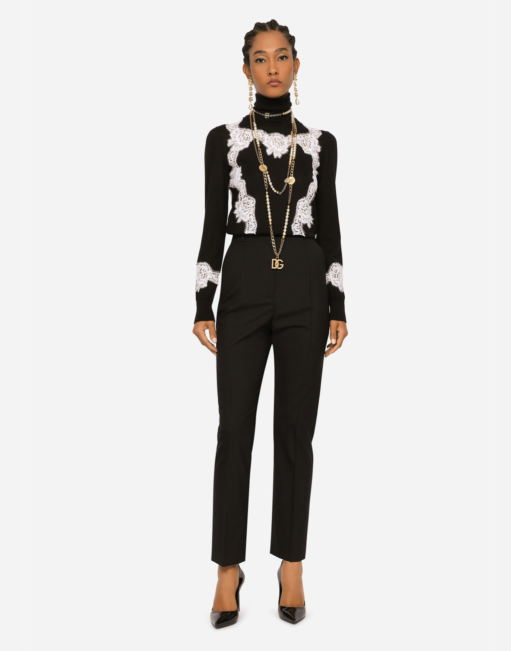 蕾丝嵌花高领针织衫4