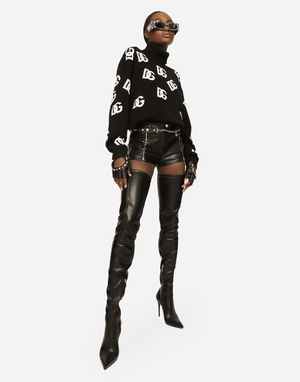 DG 徽标嵌花羊毛剪羊毛高领衫2