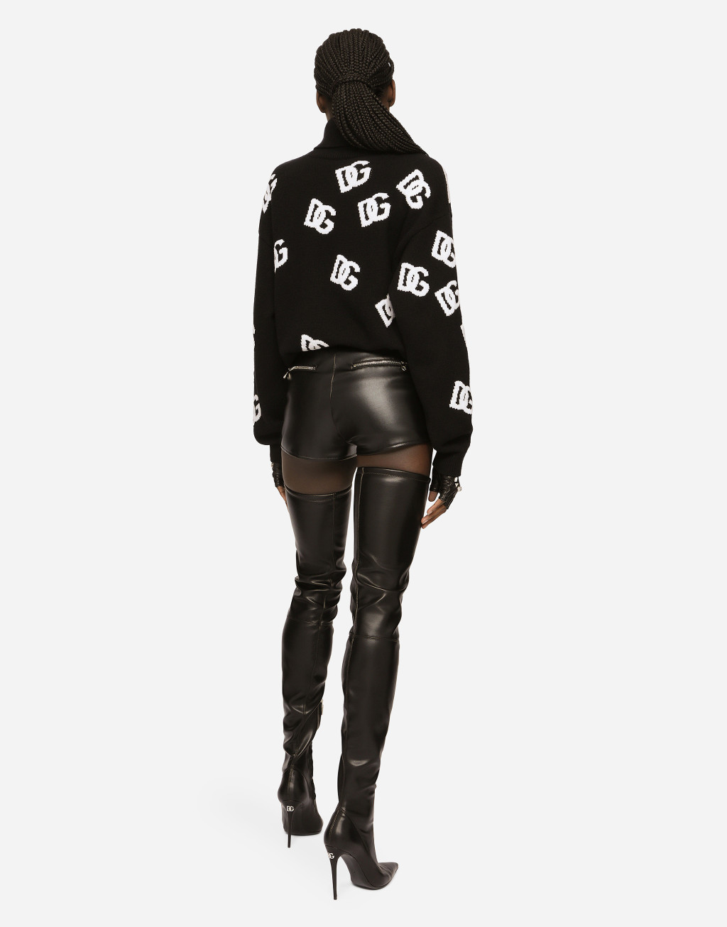 DG 徽标嵌花羊毛剪羊毛高领衫5