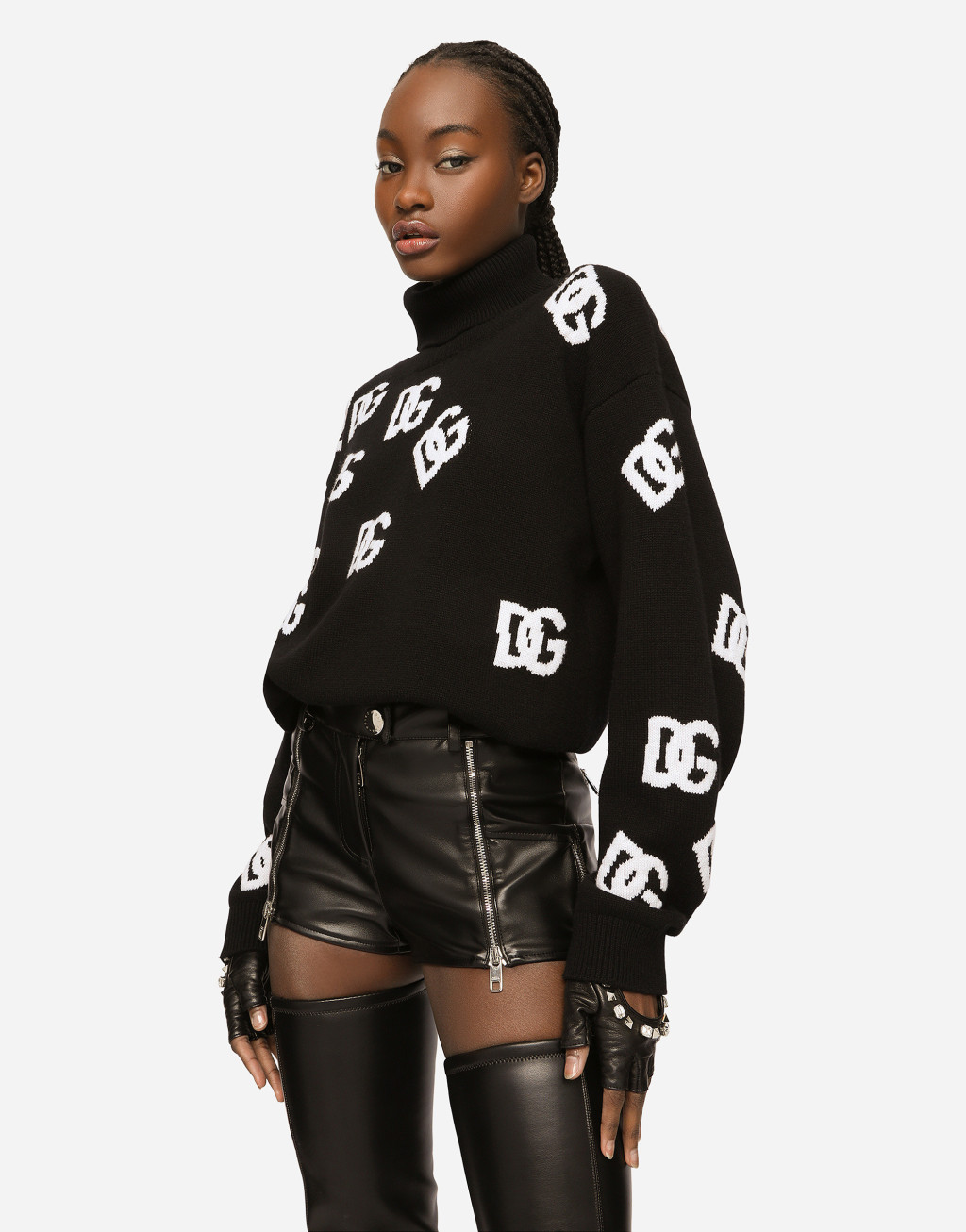 DG 徽标嵌花羊毛剪羊毛高领衫3