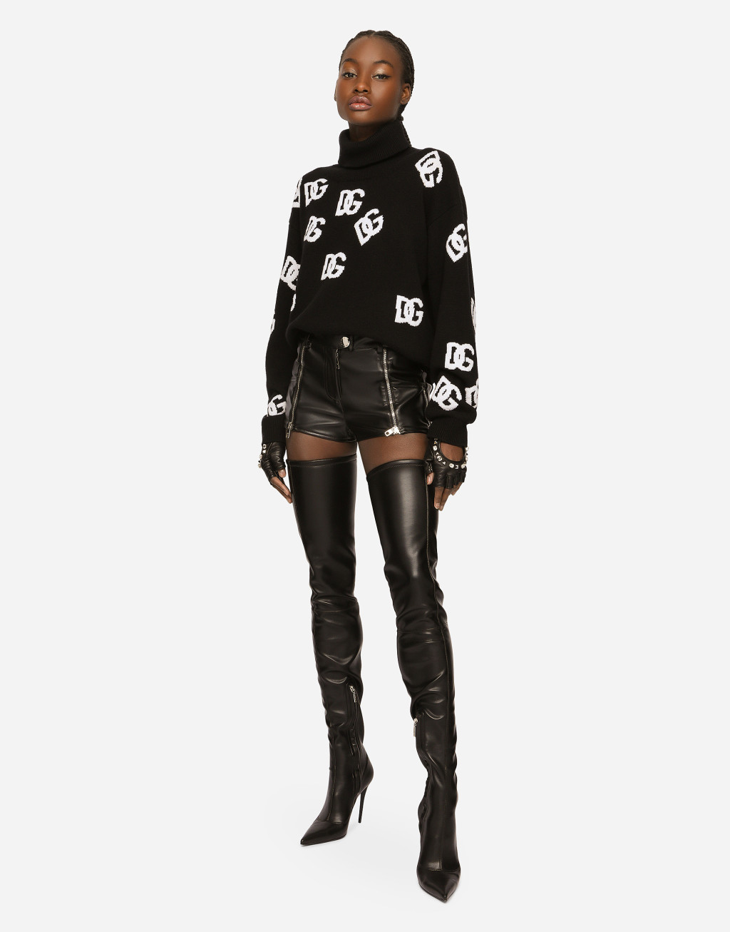 DG 徽标嵌花羊毛剪羊毛高领衫4