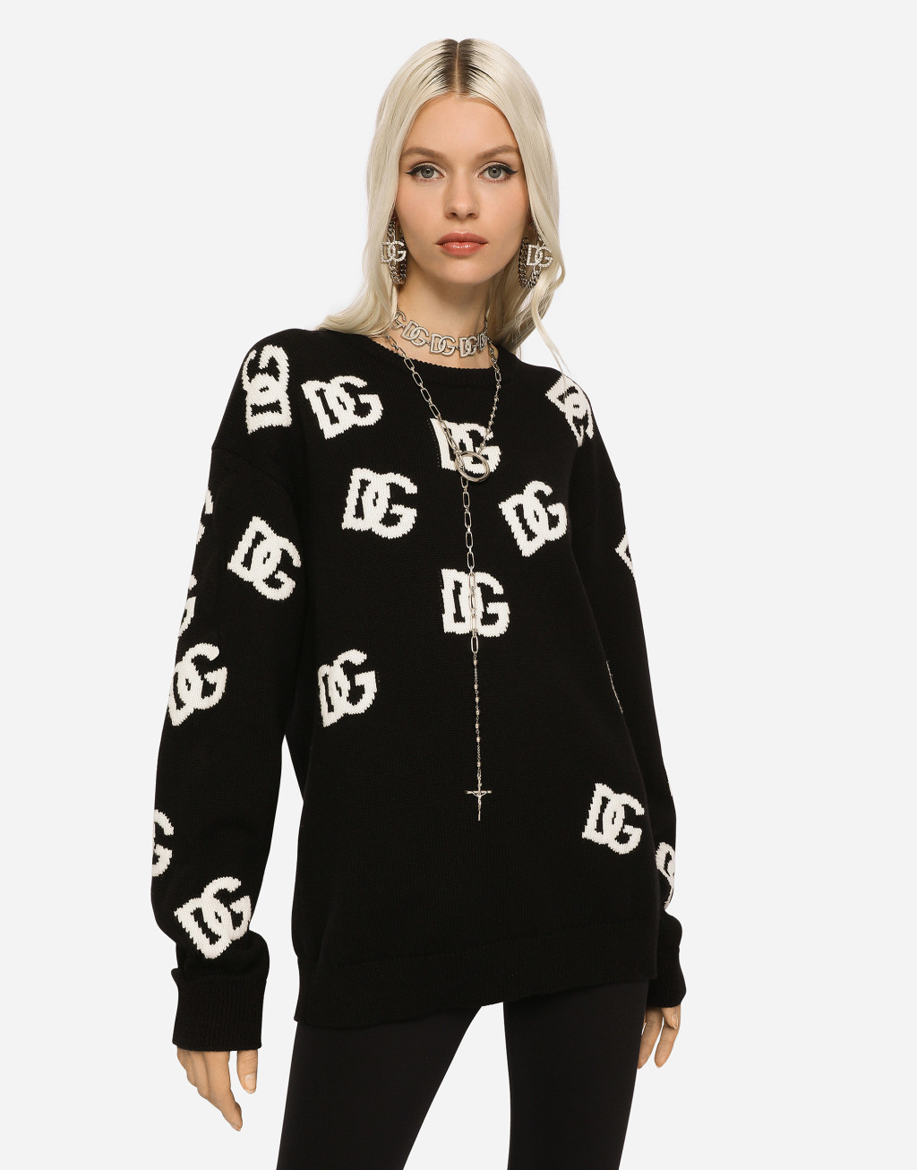 DG 徽标嵌花羊绒针织衫3