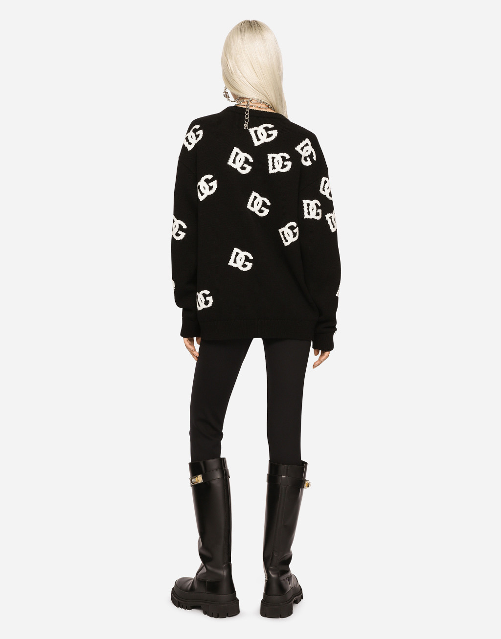 DG 徽标嵌花羊绒针织衫5