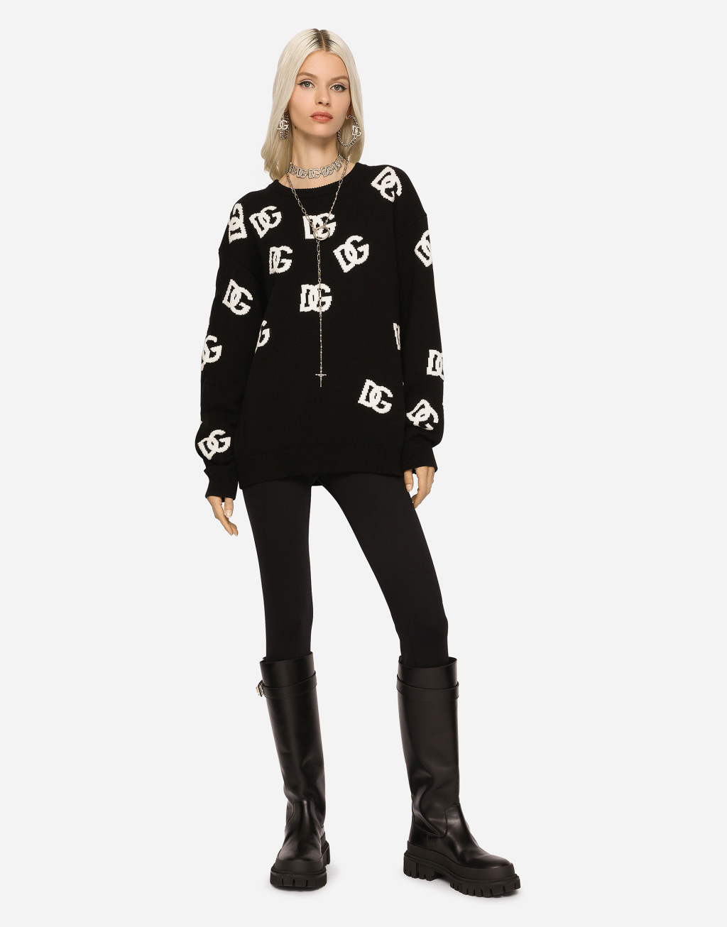 DG 徽标嵌花羊绒针织衫4