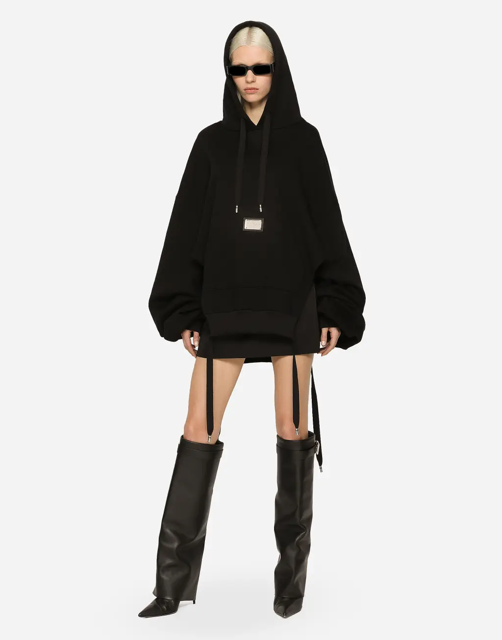 Dolce&Gabbana 标牌平纹针织连帽卫衣