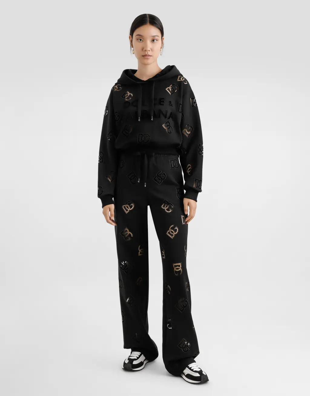 DG 徽标挖剪刺绣平纹针织卫衣