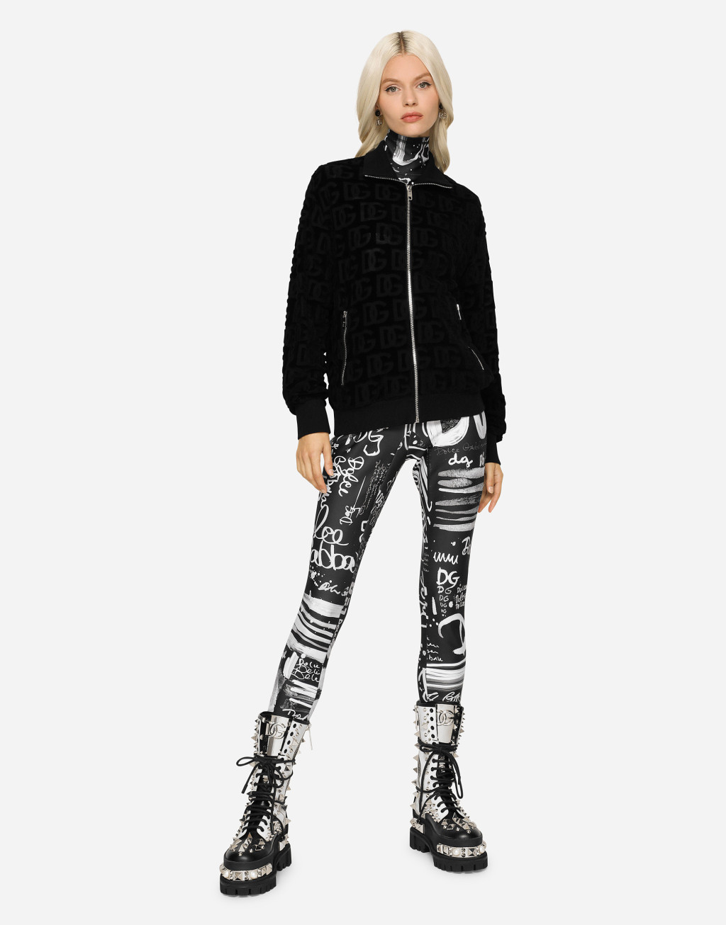 拉链款整体 DG 提花平纹针织卫衣2