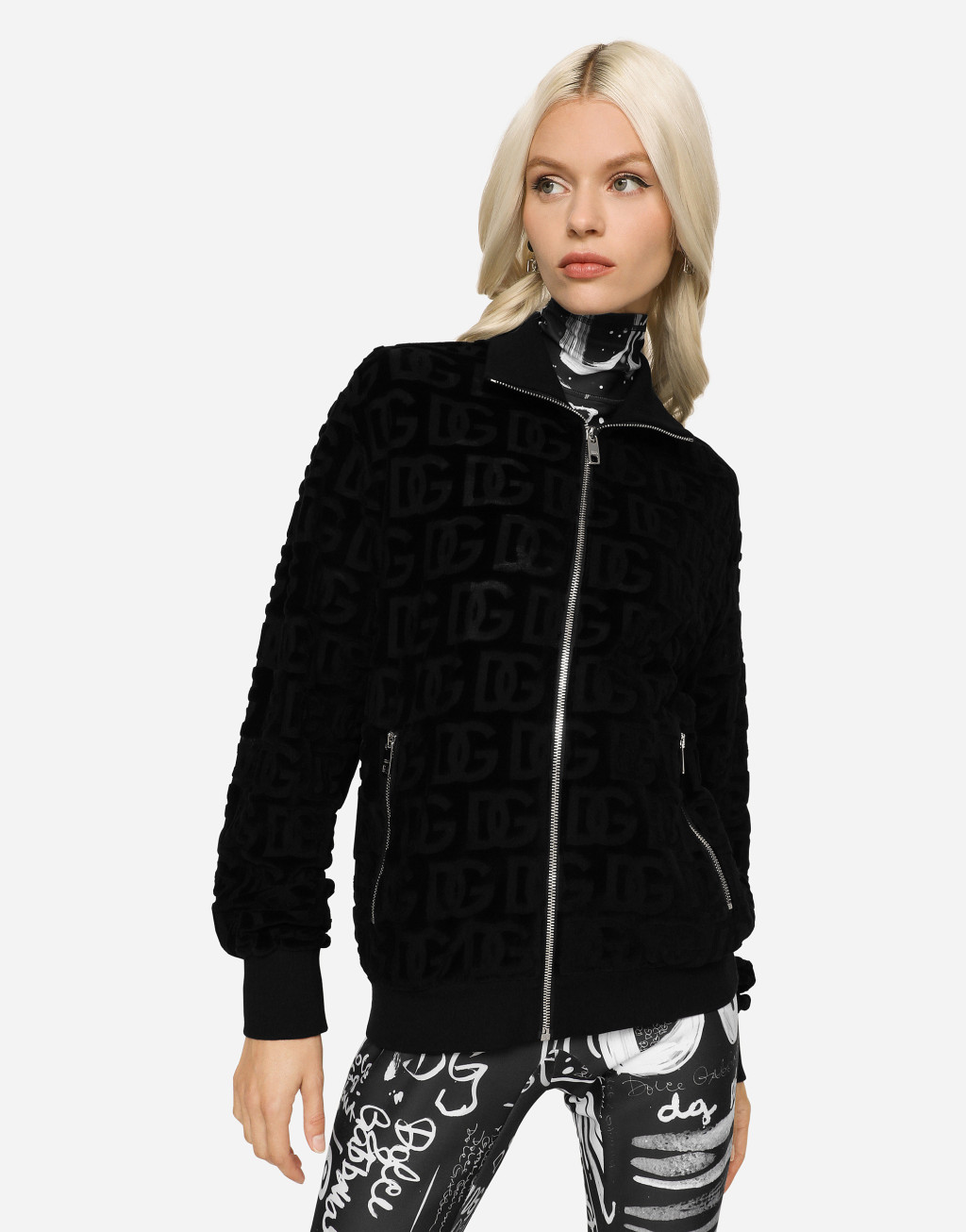 拉链款整体 DG 提花平纹针织卫衣4