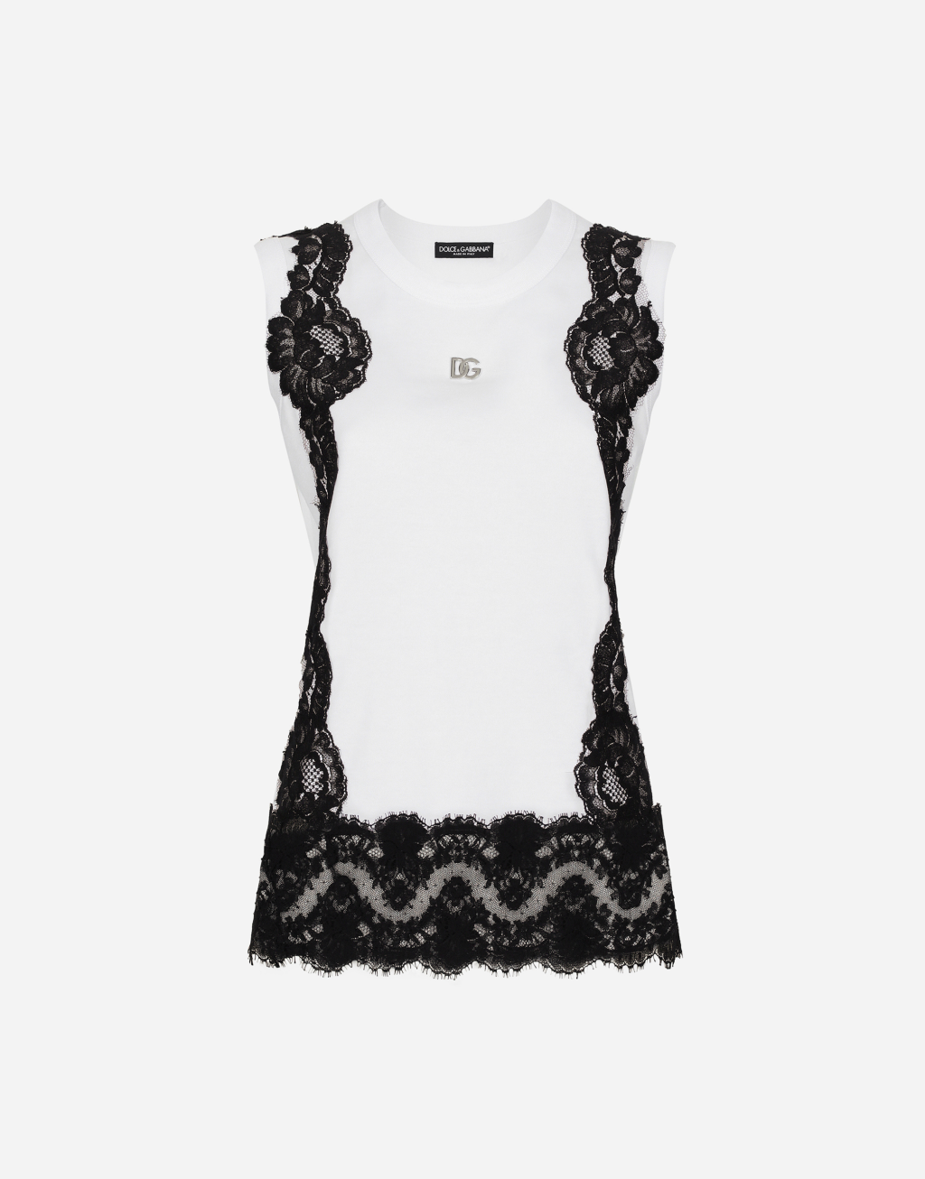 DG 徽标与蕾丝嵌花平纹针织背心1