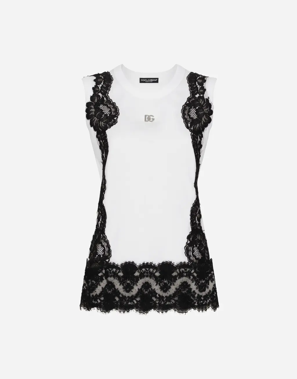 DG 徽标与蕾丝嵌花平纹针织背心