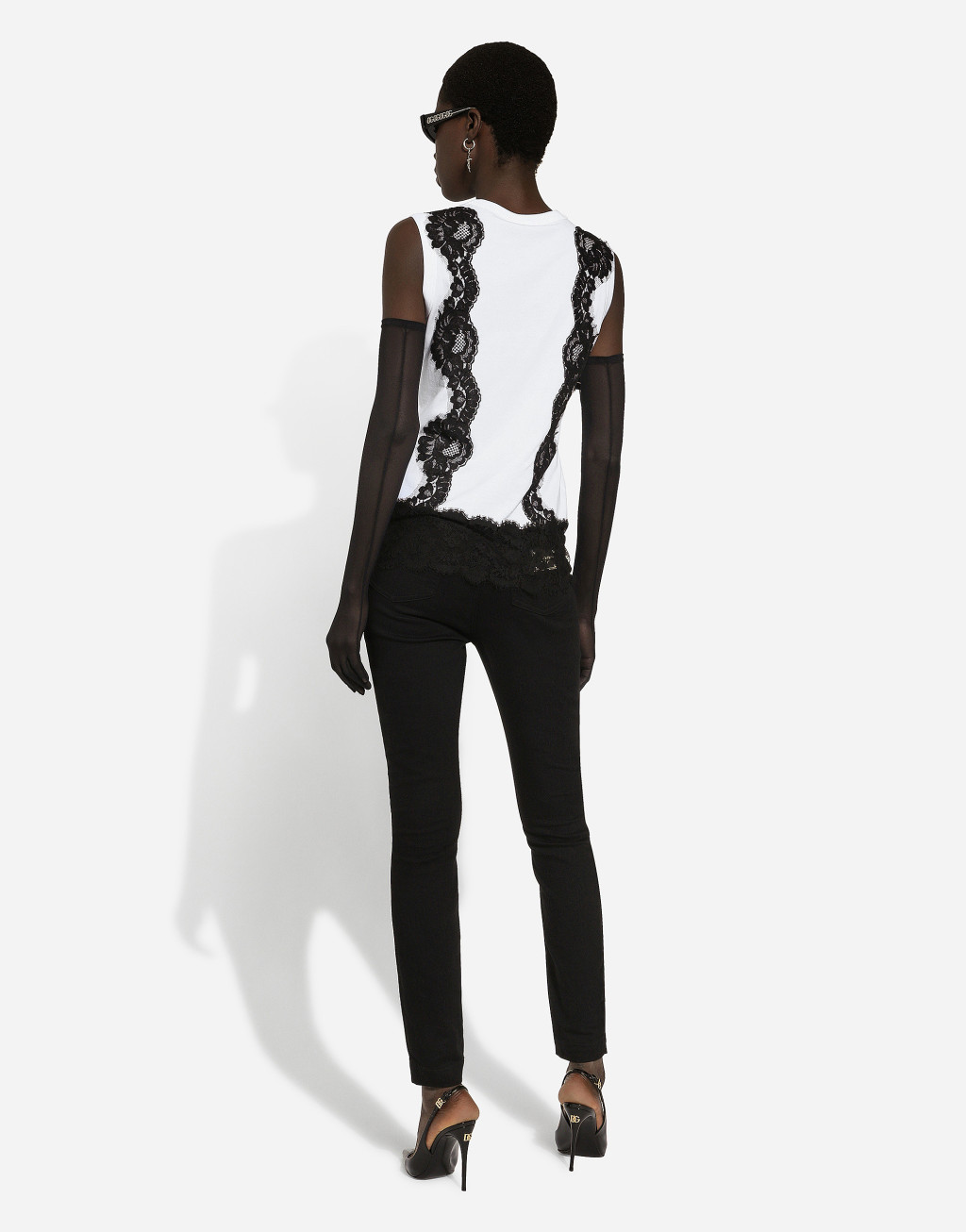 DG 徽标与蕾丝嵌花平纹针织背心3