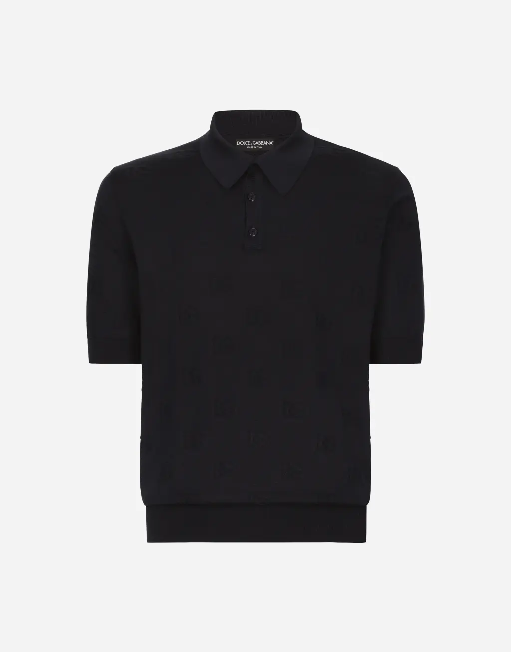 整体 DG 徽标刺绣真丝 Polo 衫
