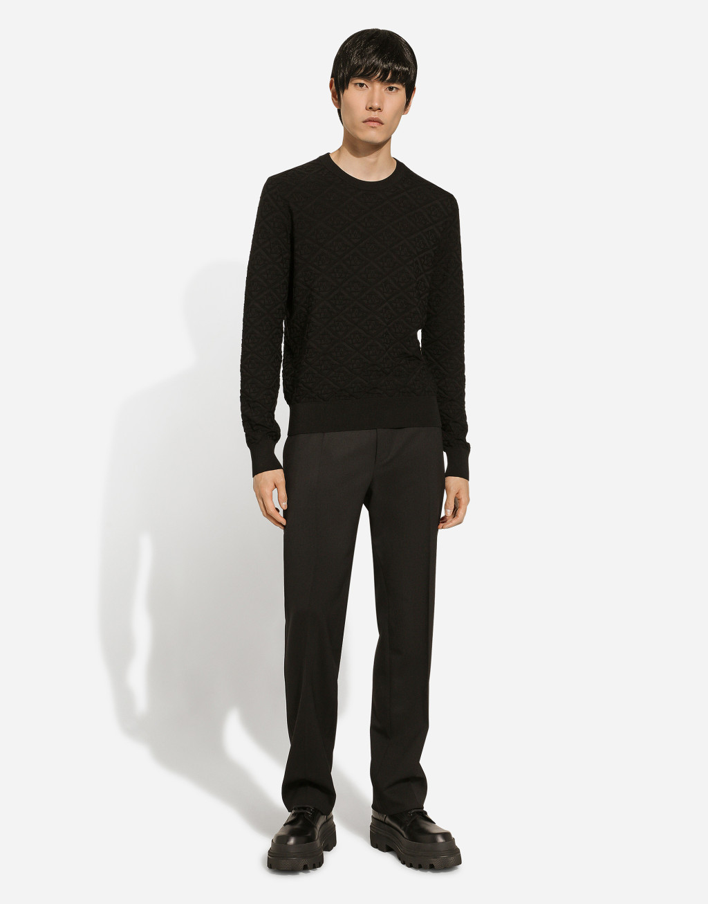 整体 DG 徽标真丝圆领针织衫2