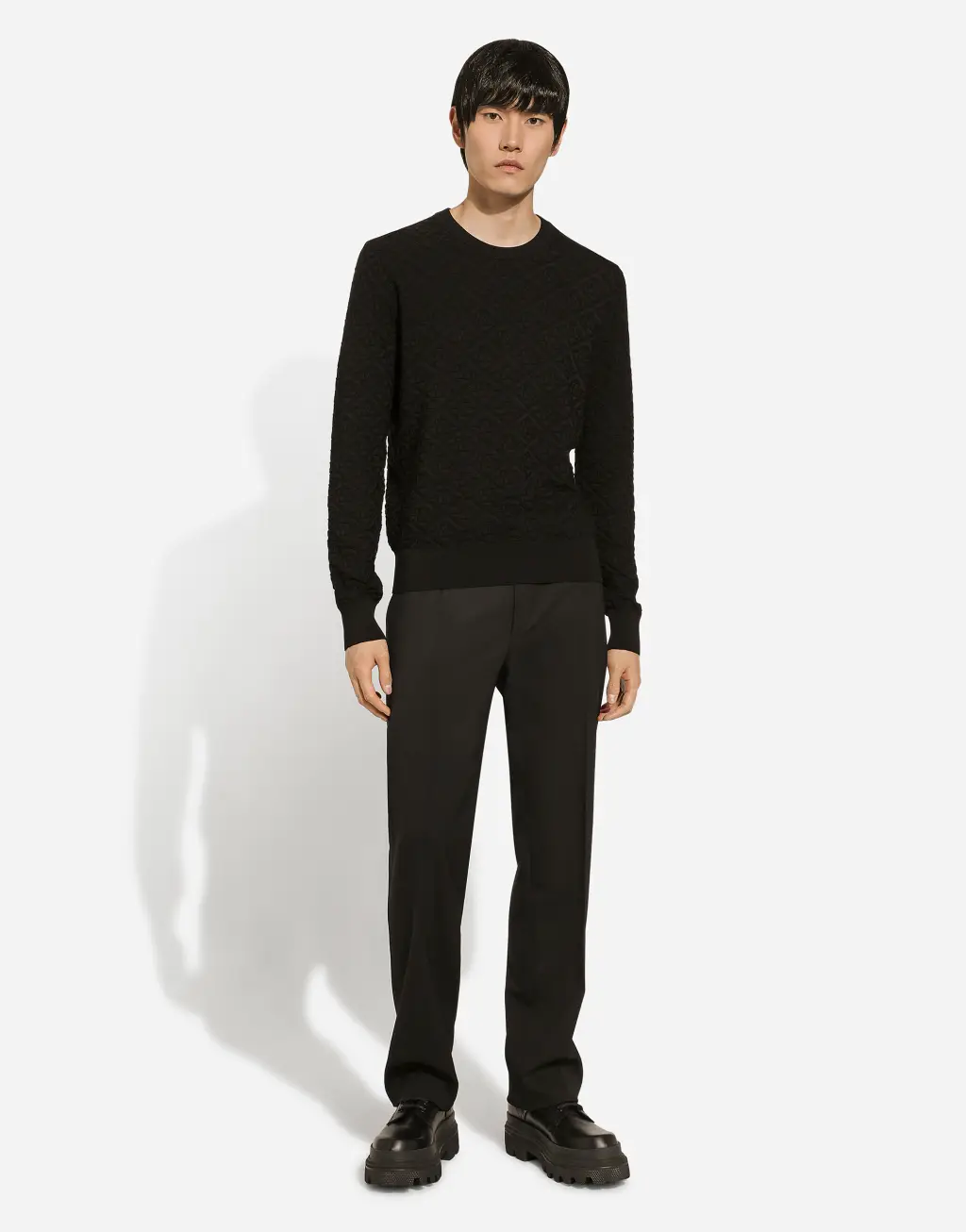 整体 DG 徽标真丝圆领针织衫