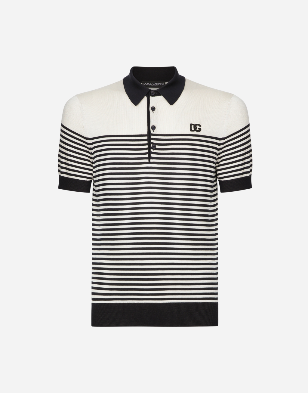 DG 拼饰条纹真丝 Polo 衫1