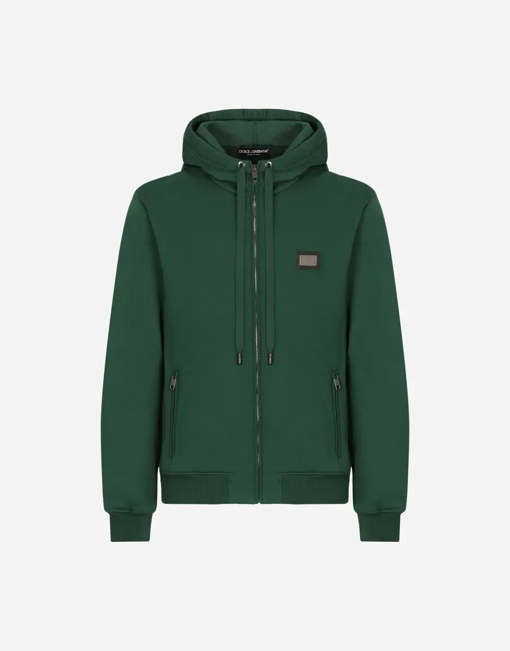 平纹针织拉链连帽卫衣