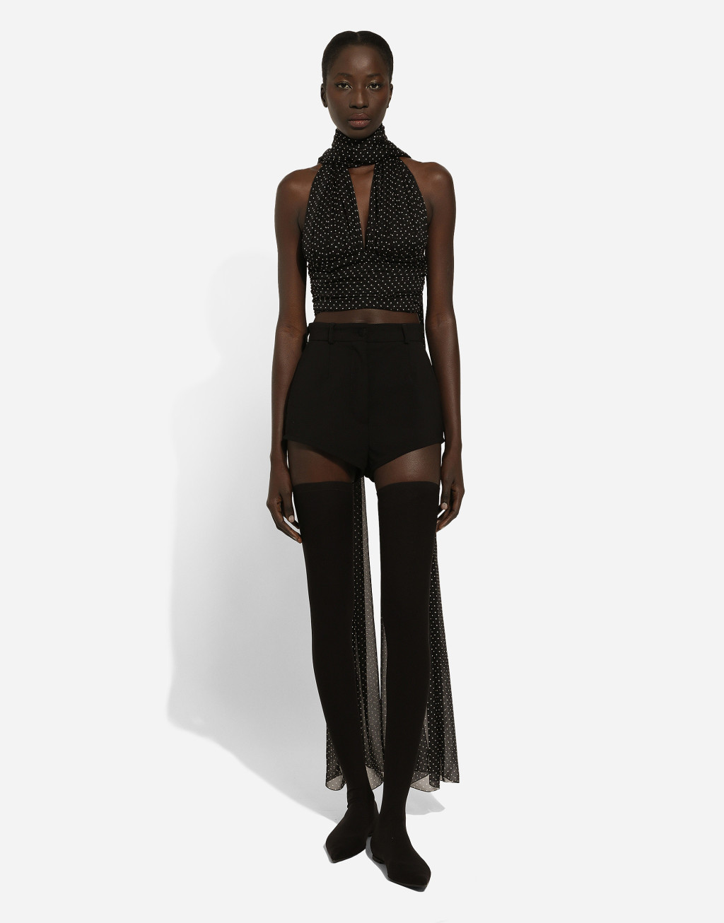 领巾款波点印花雪纺上衣2