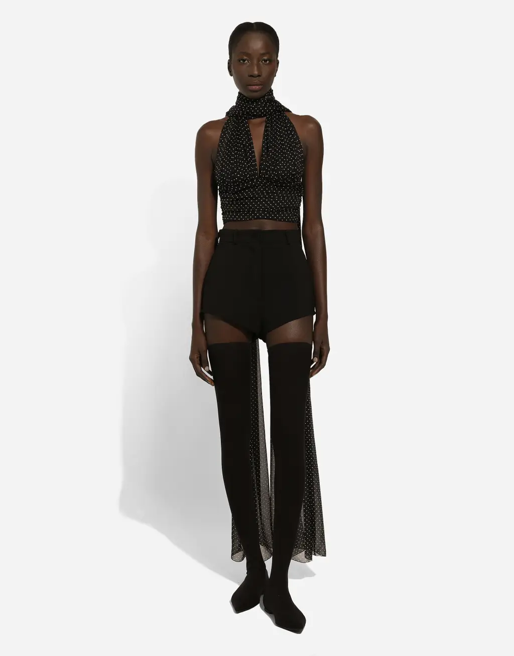 领巾款波点印花雪纺上衣