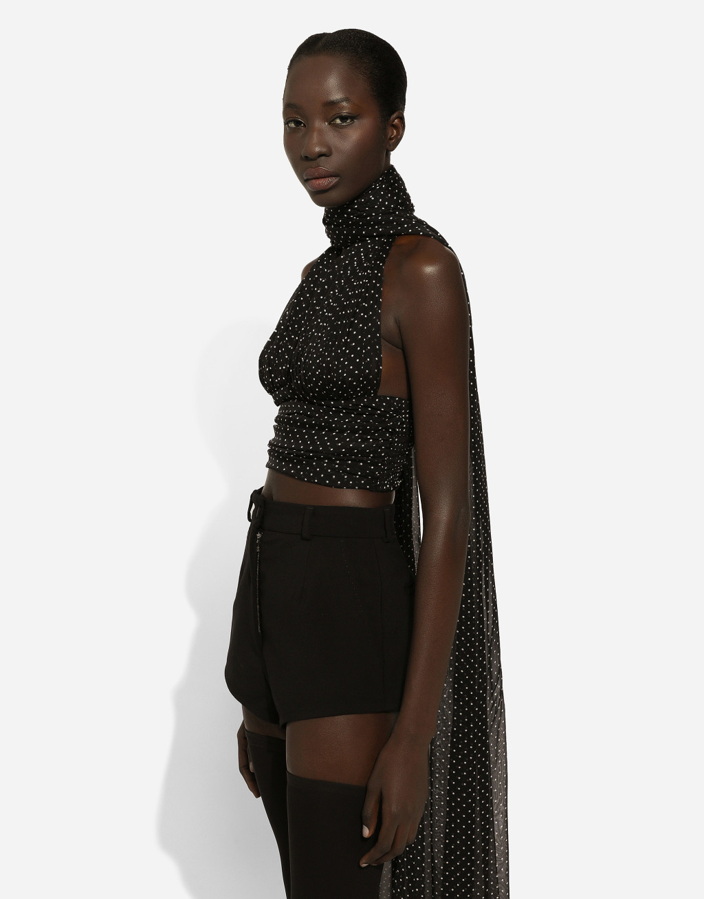 领巾款波点印花雪纺上衣8