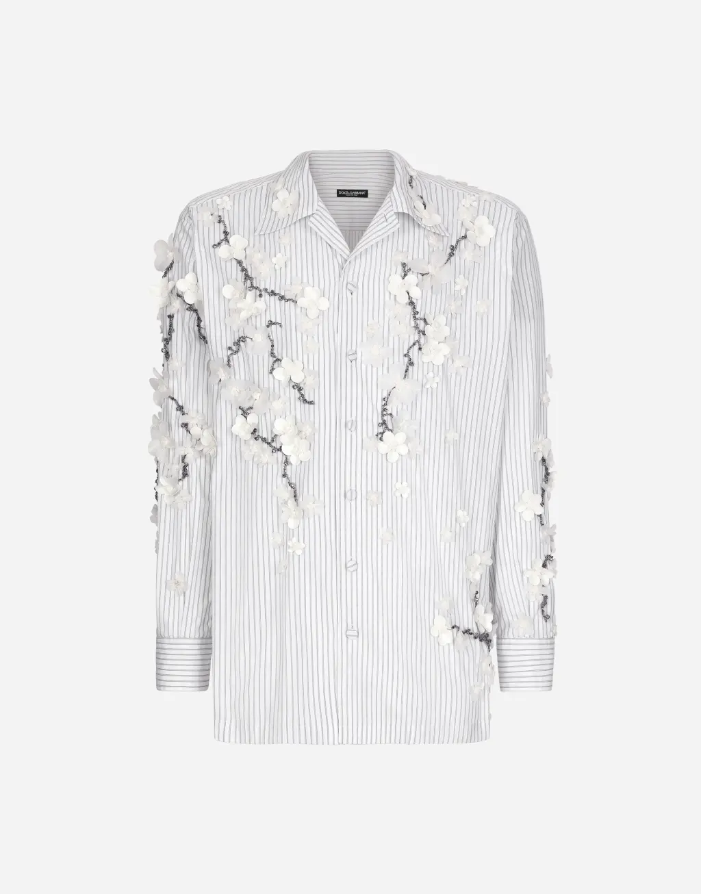 刺绣条纹府绸衬衫