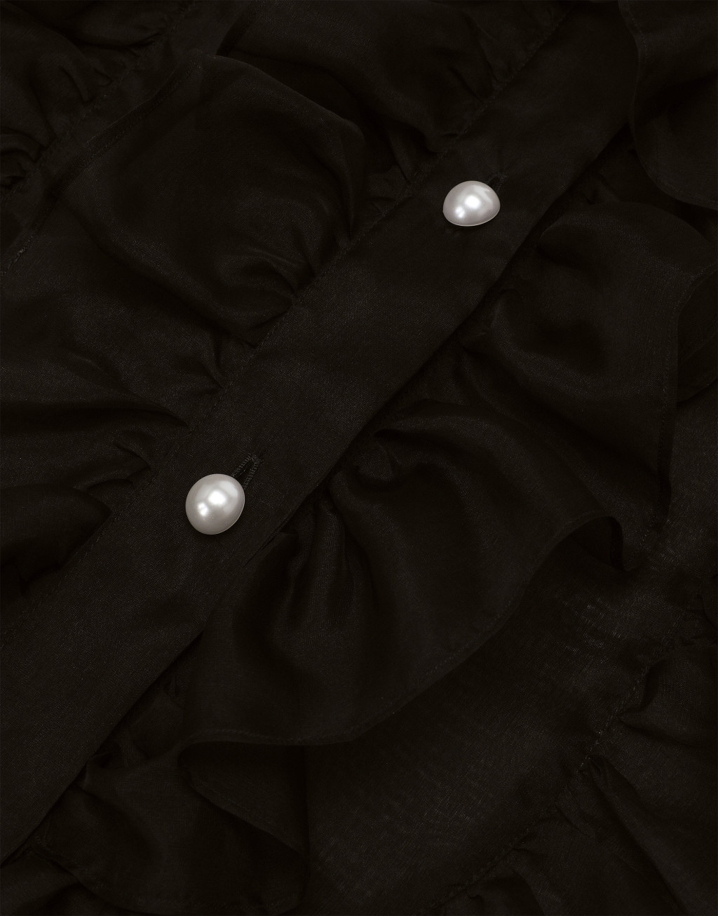 荷叶边胸饰欧根纱衬衫9