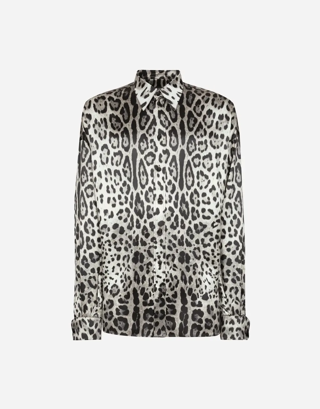 超阔豹纹印花真丝衬衫