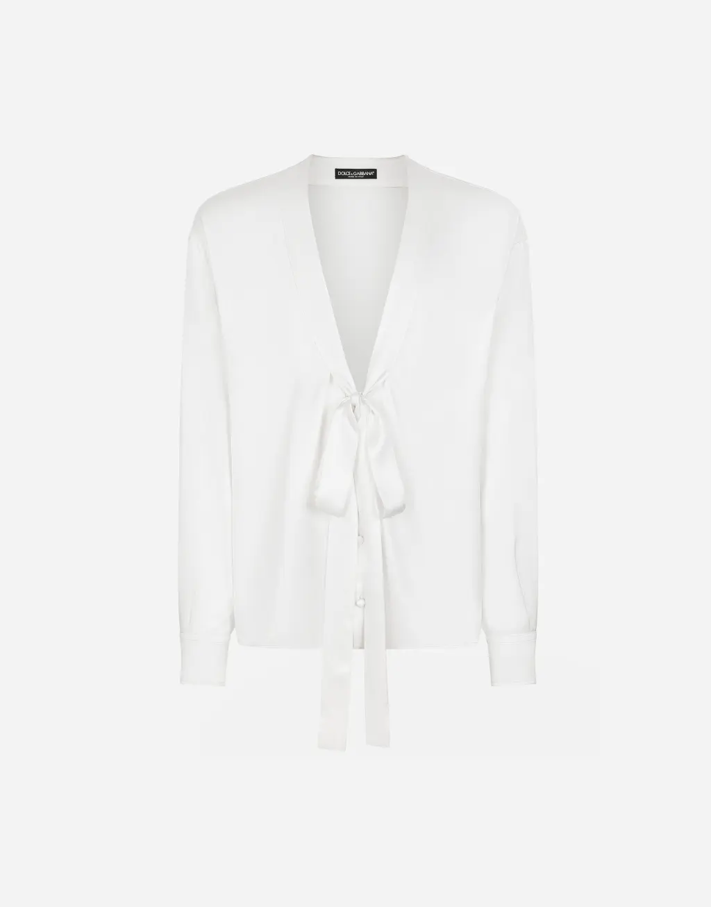 蝴蝶结细节真丝衬衫