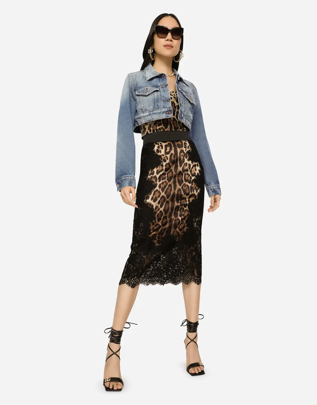 明星同款豹纹印花素绉缎束身衣