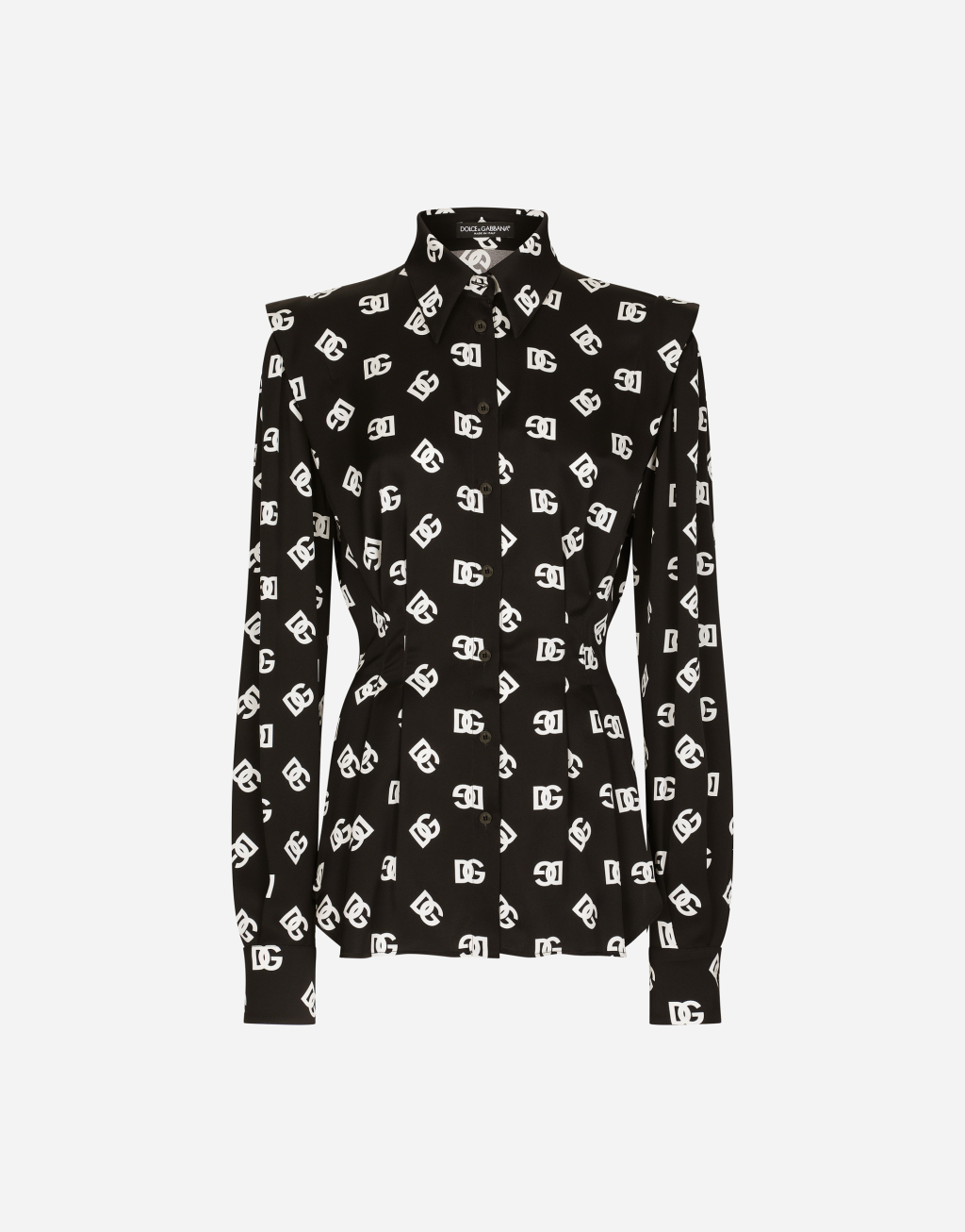 整体 DG 徽标印花素绉缎衬衫1