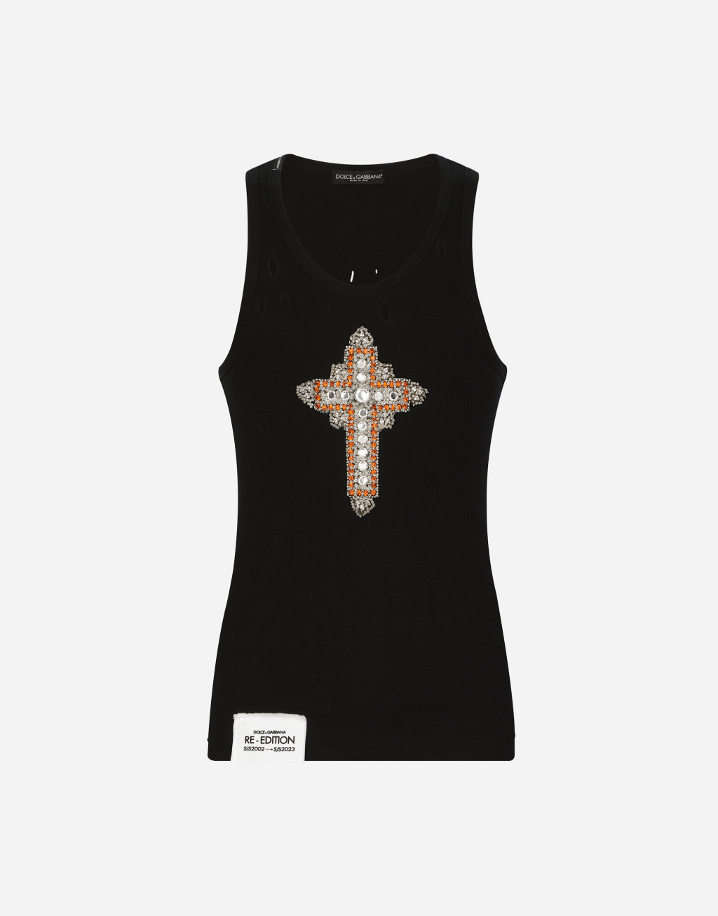 拼饰细罗纹棉质背心1