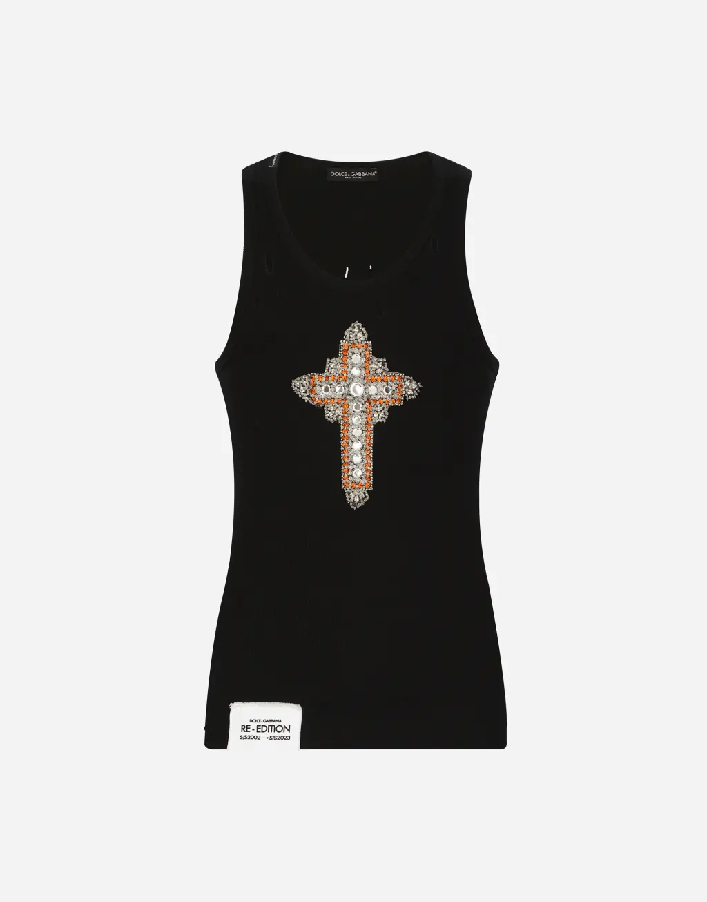 拼饰细罗纹棉质背心