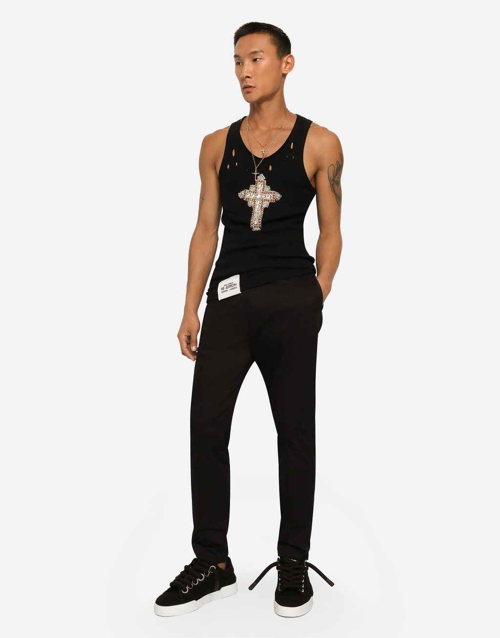 拼饰细罗纹棉质背心2