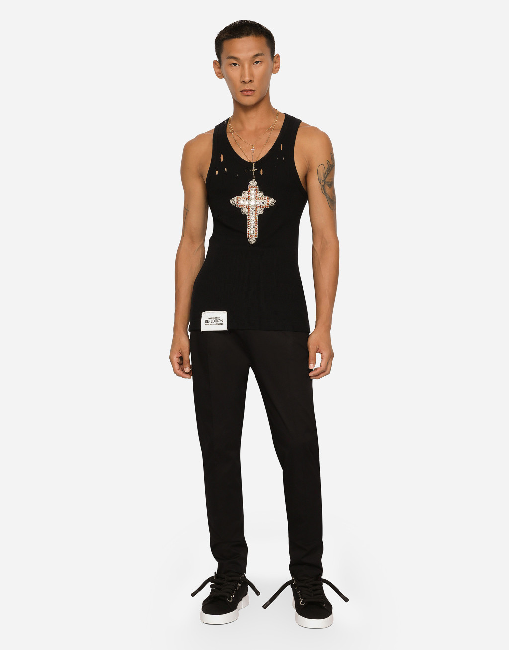 拼饰细罗纹棉质背心3