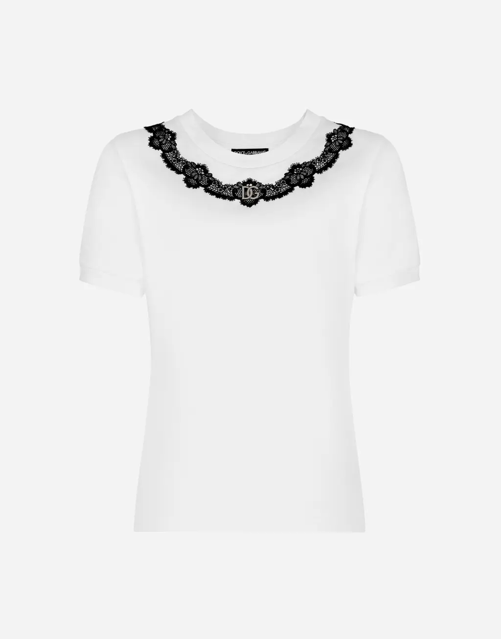 DG 徽标与蕾丝嵌花平纹针织 T 恤