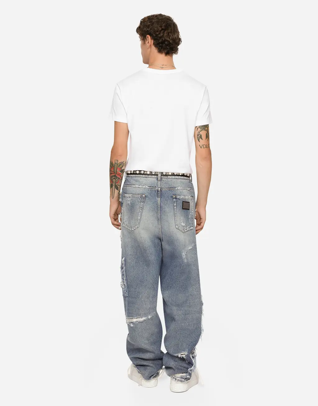 拼饰棉质圆领 T 恤