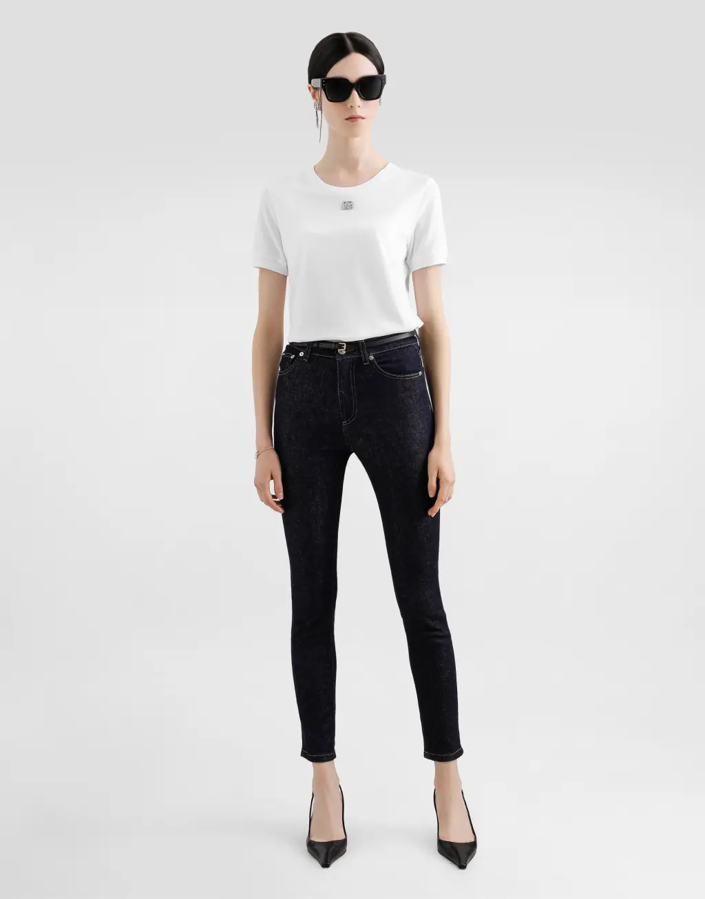 DG 水晶装饰平纹针织 T 恤