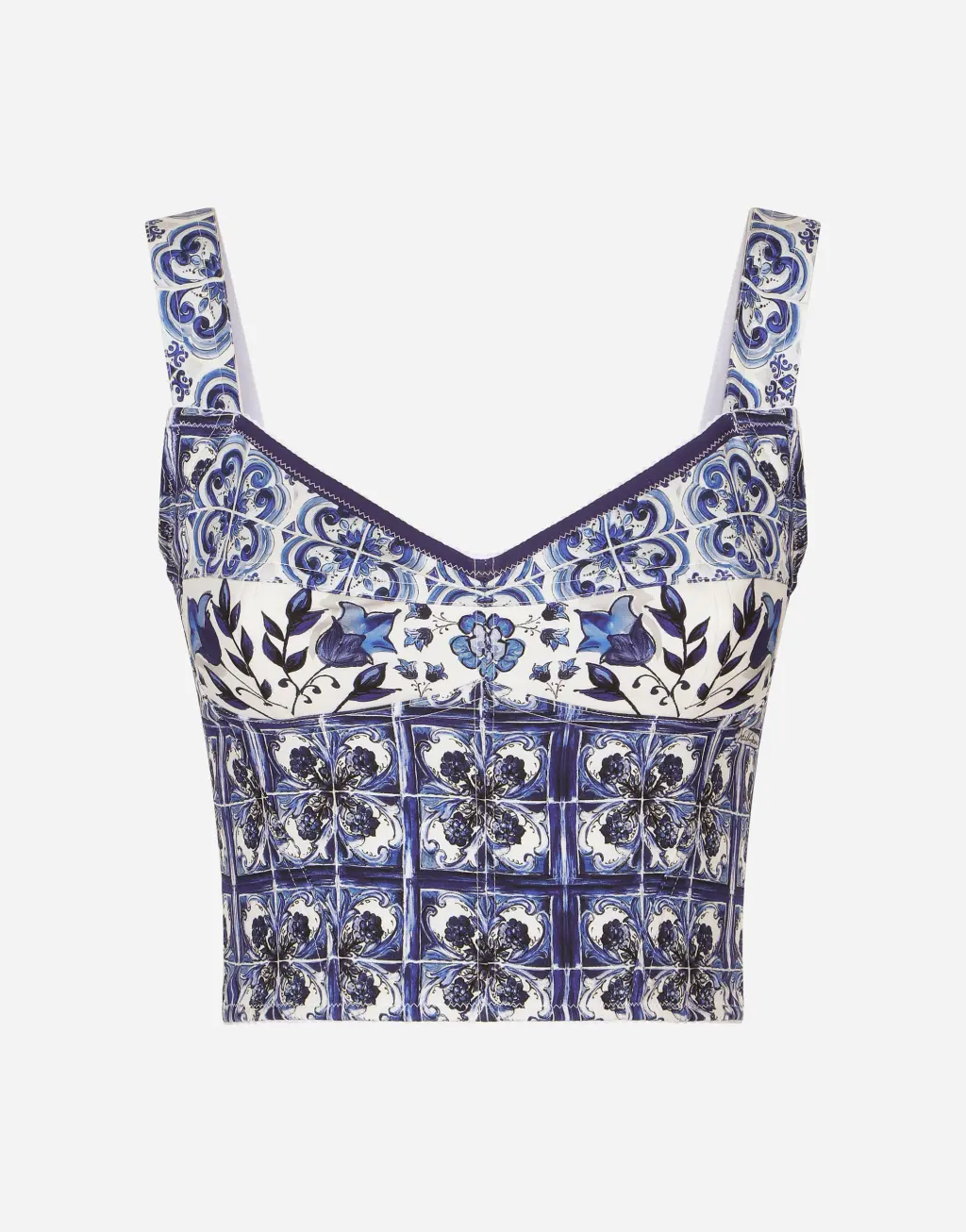 马约利卡印花素绉缎束身衣