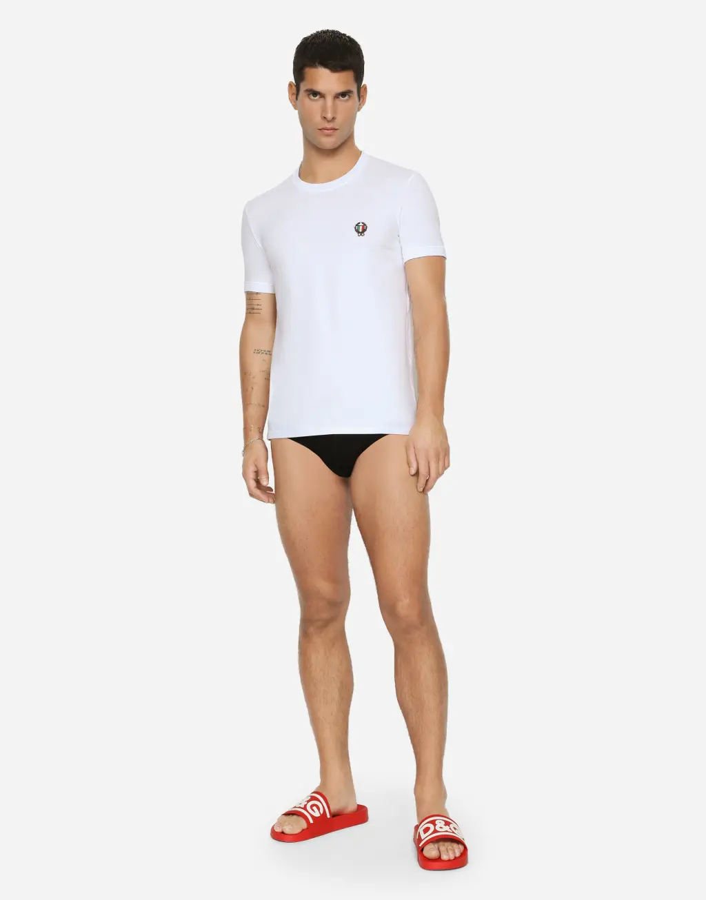 弹力棉质圆领 T 恤