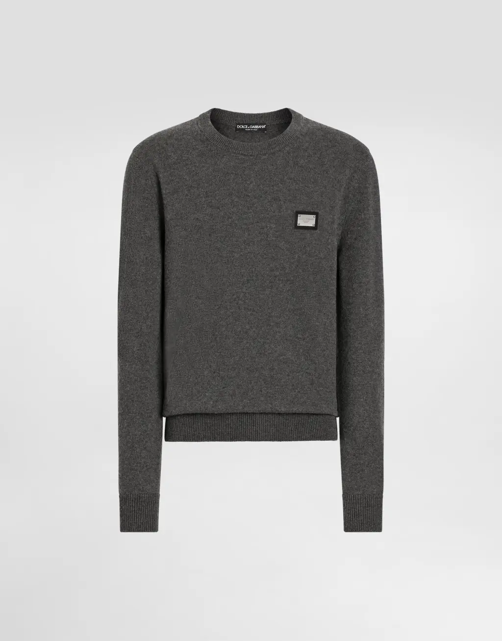 标牌羊毛圆领针织衫