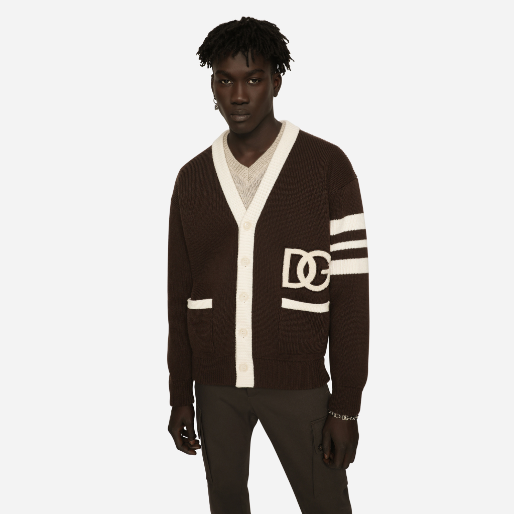 DG 徽标英式罗纹羊毛开衫4